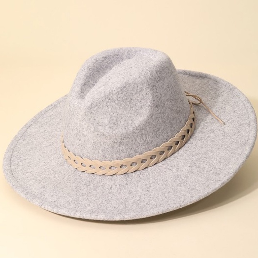 Light Gray Wide Brim Fedora Hat - Picture 2 of 8